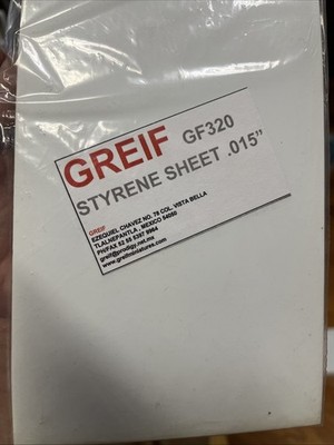 Greif 320   white Styrene sheet 0.015 ( thick)    8.5 x 5  inches LxW x 2 sheets