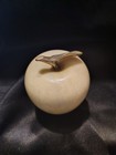 Vintage 3” Yellow Marble Apple Paperweight w/ Brass Stem & Leaf 1965 Italy — photo 2