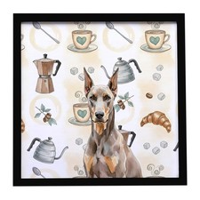 Caroline's Treasures Fawn Doberman Pinscher Coffee Bar Framed Metal Print