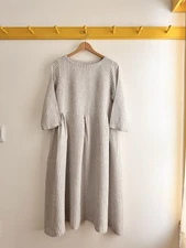 nest Robe Japan linen woven ticker striped long sleeve maxi smock dress kaftan