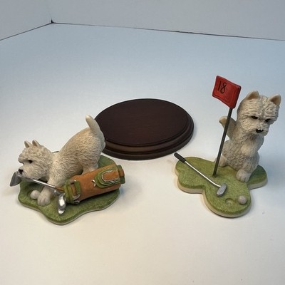 Westie 18th Hole Golfing Figurine Golfer Westie By Peakdale Sculptures England