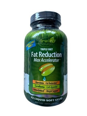 Irwin Naturals Triple-Diet Fat Reduction Max Accelerator 72 Softgels 9/26 Exp
