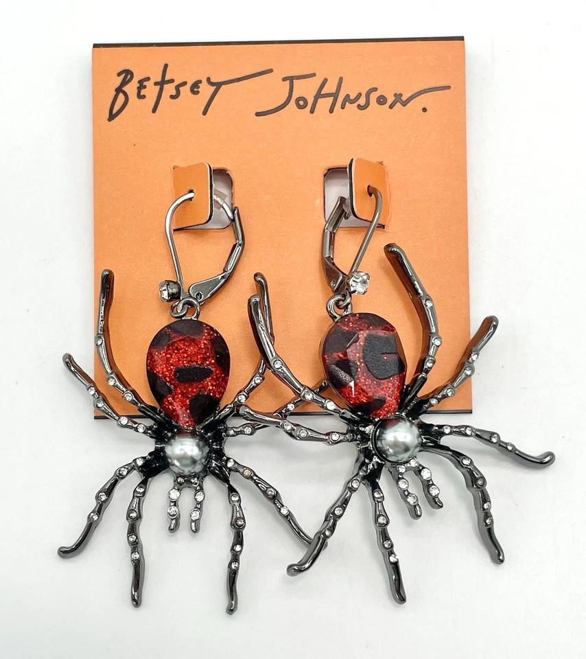 Pendientes colgantes Betsey Johnson Glampiro Viuda Negra Gunmetal Araña Halloween Nuevos con etiquetas Foto 2 de 4
