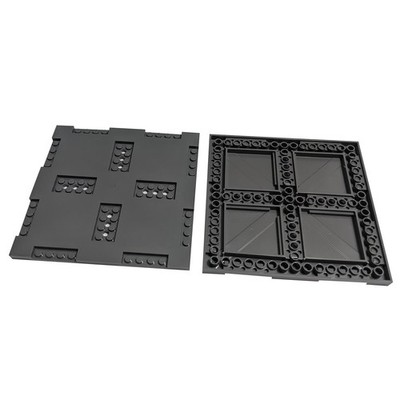 2  LEGO Brick, Modified 16x16x 2/3,1 x 4,2x4 Indentations BlÃ¤uliche Dunkelgrau