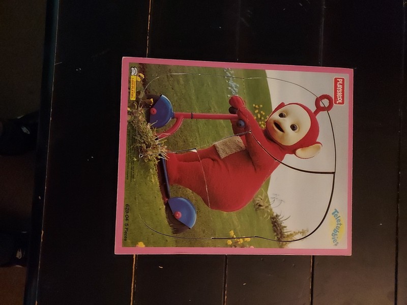 Vintage Teletubbies Playskool Wooden Tray Puzzle 5 Pieces 1998 Po On Scooter 