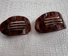 Flat Hair Claw Clips Faux Tortoiseshell 4  Pair Lot Of 2 Brown Acrylic Boho