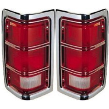 Pair Tail Light For 81-87 Dodge D150 W150 Ramcharger Lh Rh W Chrome Trim