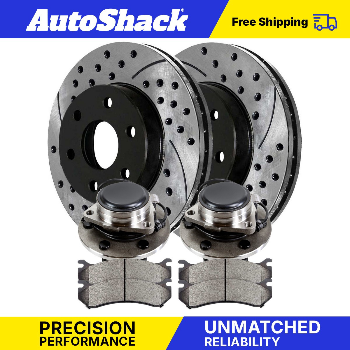 Front Wheel Bearing Hub Drilled and Slotted Rotors Pads for Chevy Express 1500