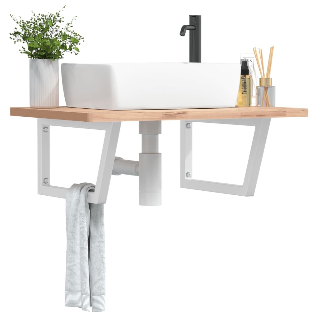 Coppia Supporti Lavabo Trapezio Acciaio Bianco - Design Sospeso Moderno