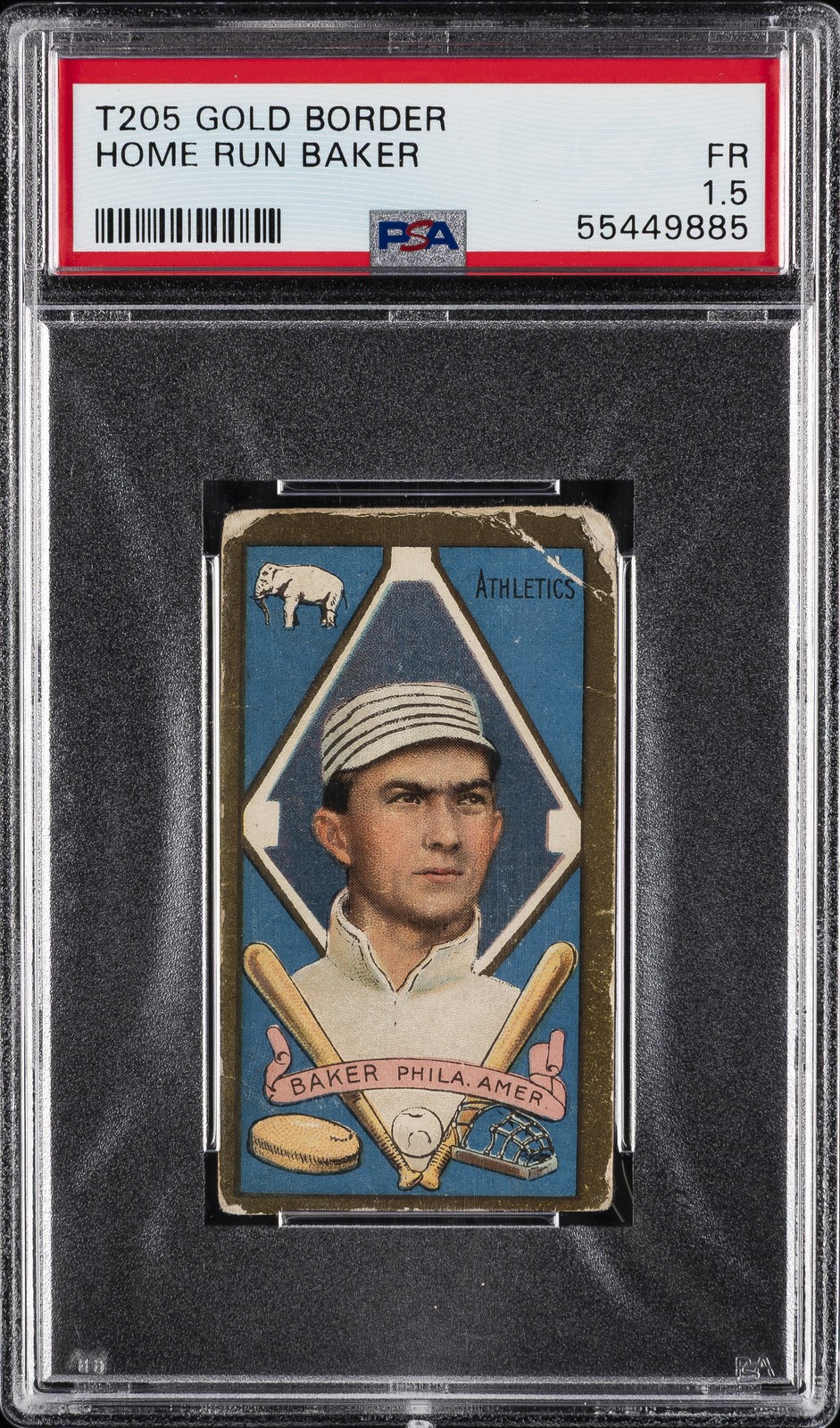 1911 T205 GOLD BORDER HOME RUN BAKER PSA 1.5
