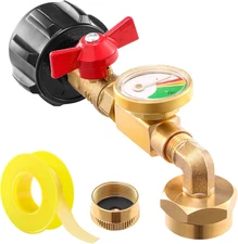 QCC1 Propane Refill Elbow Adapter with Propane Tank Gauge, 90 Degrees Propane Re
