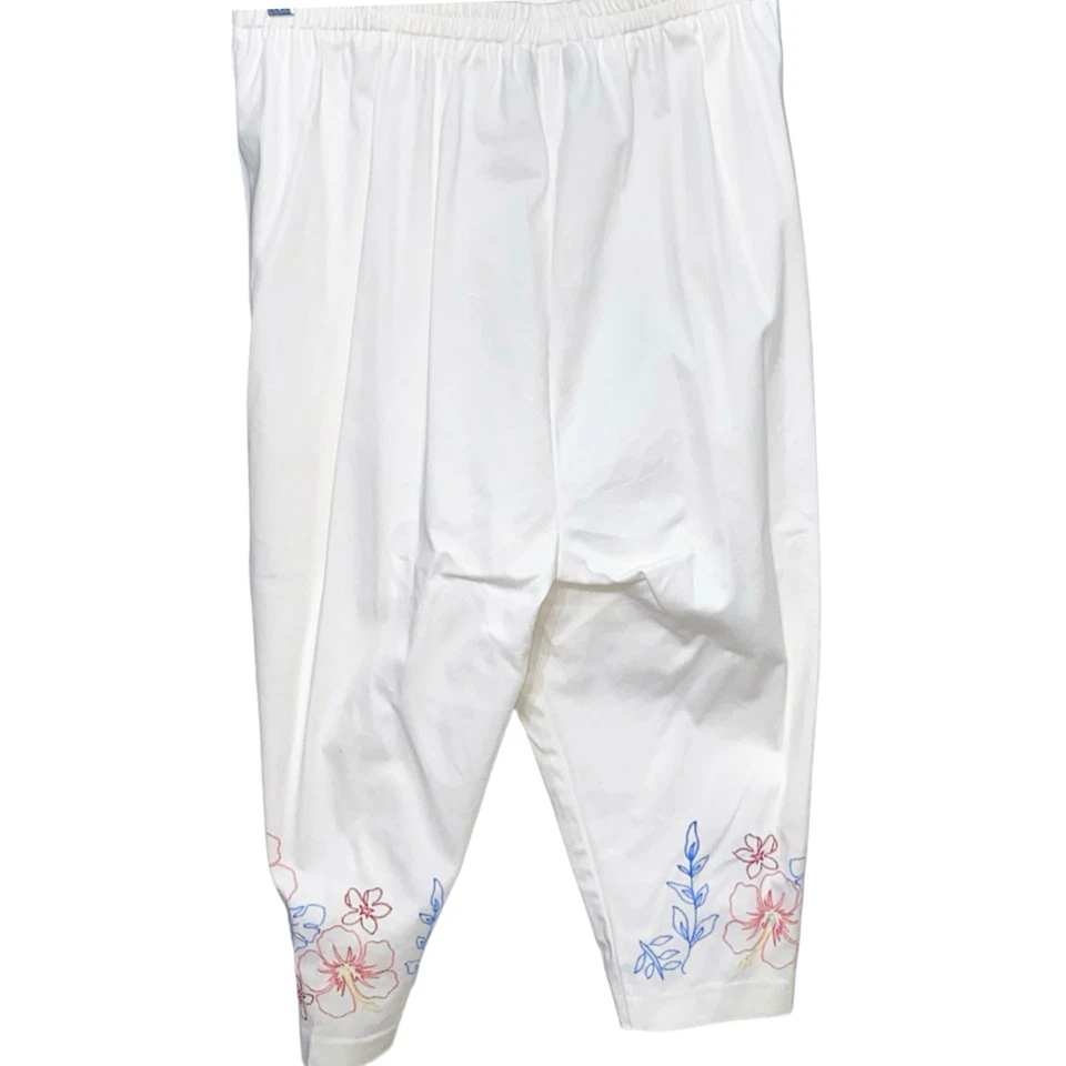 Pantalones capri Versailles blancos para mujer talla grande 24W pequeños bordados flor nuevos con etiquetas Foto 2 de 4