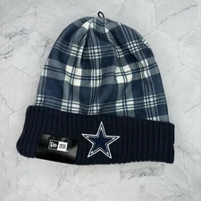 New Era Dallas Cowboys Plaid Navy Blue White Beanie Knit Hat Cap NFL Dak OSFM