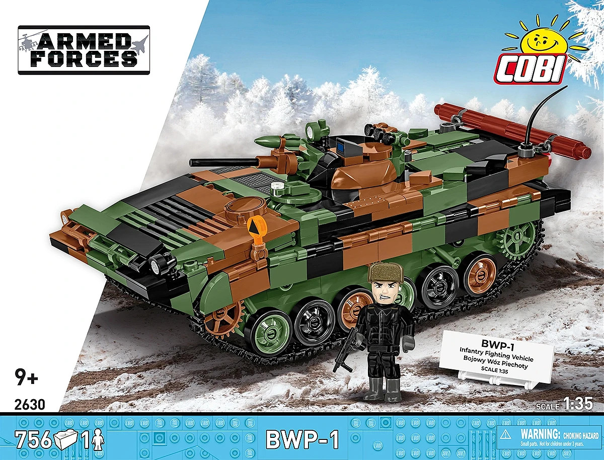 COBI BWP-1 2-in-1 PL/UKR Infantry Fighting Vehicle, 1:35, 756 Pieces | Pad printed, 2-in-1 PL/UKR, rotating turret, moving tracks, opening hatches, figure, display plaque, ages 9+ - Image 4