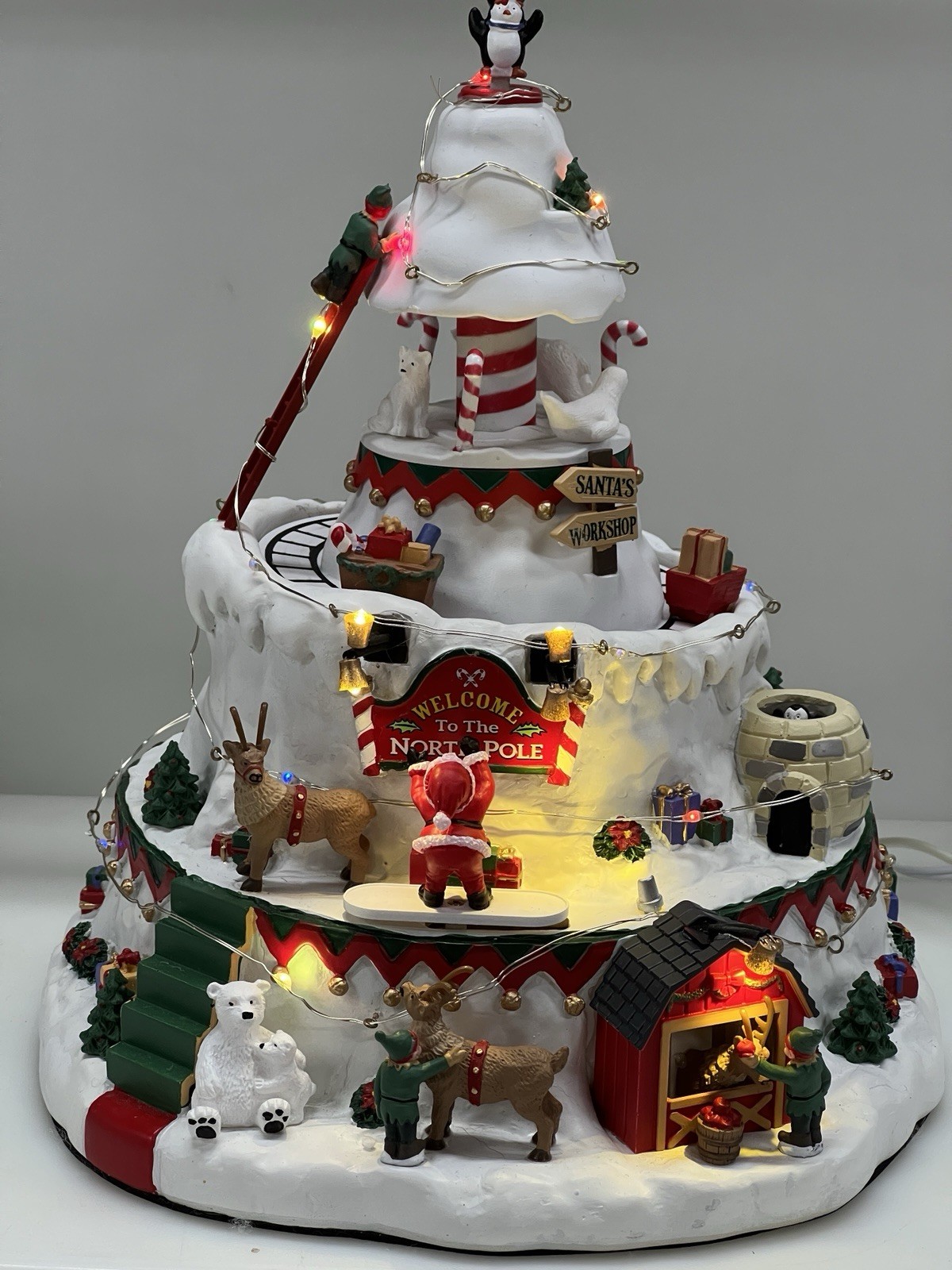 Lemax North Pole Tower Christmas Village Piece with Lights Music Retired 2018 Excellent Condition