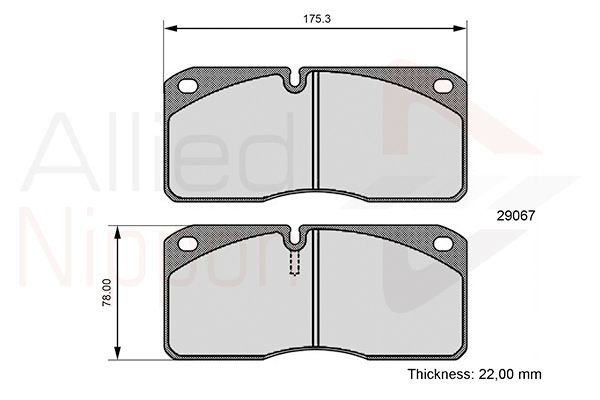 Brake Pad Set For Disc 175.3 mm Length Fits IVECO NISSAN ALLIED NIPPON ADB06107