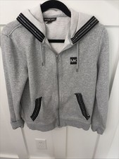 Michael Kors full Zip Hooded Sweatshirt-Gray-logo Detailing-Small