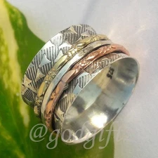 Hammered Band Ring - Fidget Ring - Designer Spinner Ring - 925 Sterling Spinn