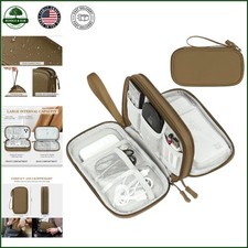 Travel Tech Organizer Pouch with Double Layers and 8 Compartments for Cables