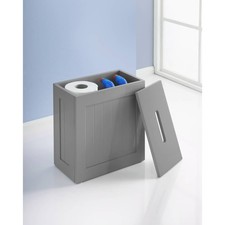 Grey Bathroom Storage Box Tidy Unit Freestanding Organiser Cabinet Toilet Roll