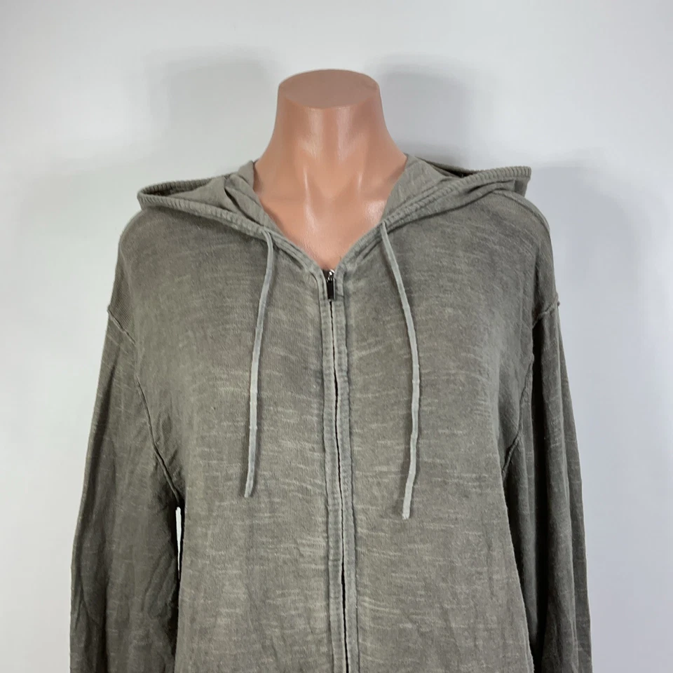 William Rast Sudadera con Capucha Cremallera Completa Para Hombres M Gris Burnout Cremallera Chaqueta Algodón Ligero Foto 3 de 4