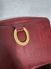 Christian Dior Vintage Red Logo Cosmetic Pouch Pochette Travel Clutch Bag G86
