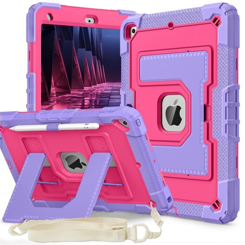 For iPad 9th 8th 7th Gen 10.2 Case Kids Heavy Duty Shockproof Stand Strap Cover - Picture 42 of 59