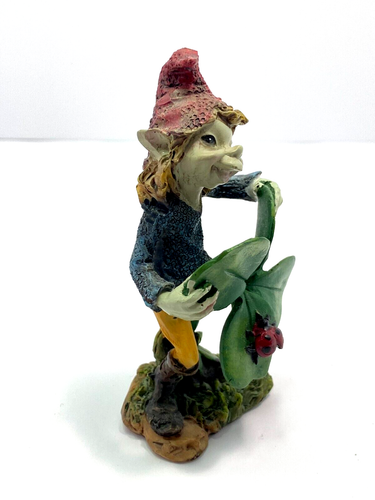 Irish Pixie Goblin Elf with Four Leaf Clover and Lucky Lady Bug Small Resin READ - Picture 3 of 15