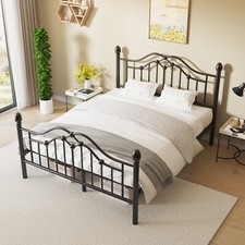 Twin/Full/Queen Metal Platform Bed Frame with Classical Headboard and Footboard