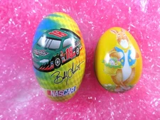 Empty Tin Easter Eggs NASCAR Bobby Labonte and Funny Bunny Rabbit Spring Décor