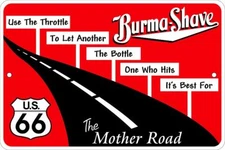  BURMA SHAVE 8x12 metal sign -  for Barber Shop Collectible hunters Route rt  66