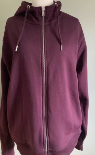 NEXT  Size Large Uk 16 18 Burgundy Wine Hoodie Zip Up, Hooded Top BNWT Relaxed - Picture 1 of 7