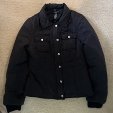 Laundry by Shelli Segal Puffer Coat Womens Full Zip Size M Black