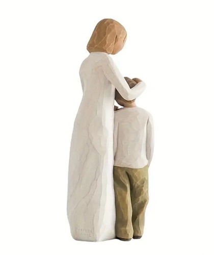 Christmas Gift! Mom & Son Embrace 5" Mother Statue Figure Wood Hand Painted - Picture 4 of 7