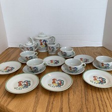 Grant Crest Childs Tea Set Japan 1950s Rooster and Chicks 21 pc Set NICE EUC 