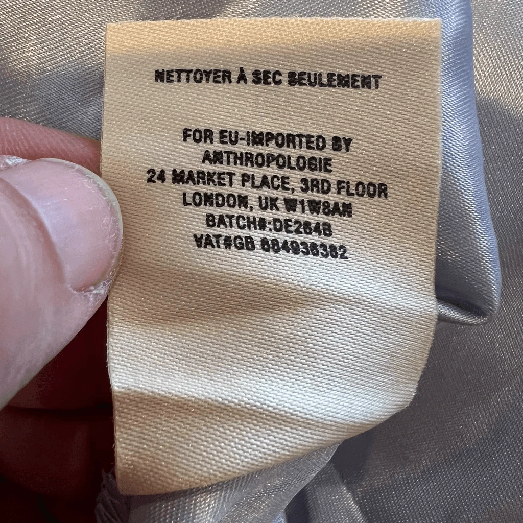 VALENTINO Maxi abito BHLDN Anthropologie damigella d'onore grigio cinturino spaghetti Sweetheart taglia M