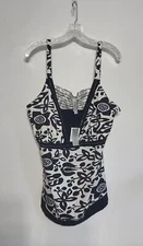 Gitano Plus Size NWT Tank Top 22/24 W Beaded Black White Boho Paisley Vintage 