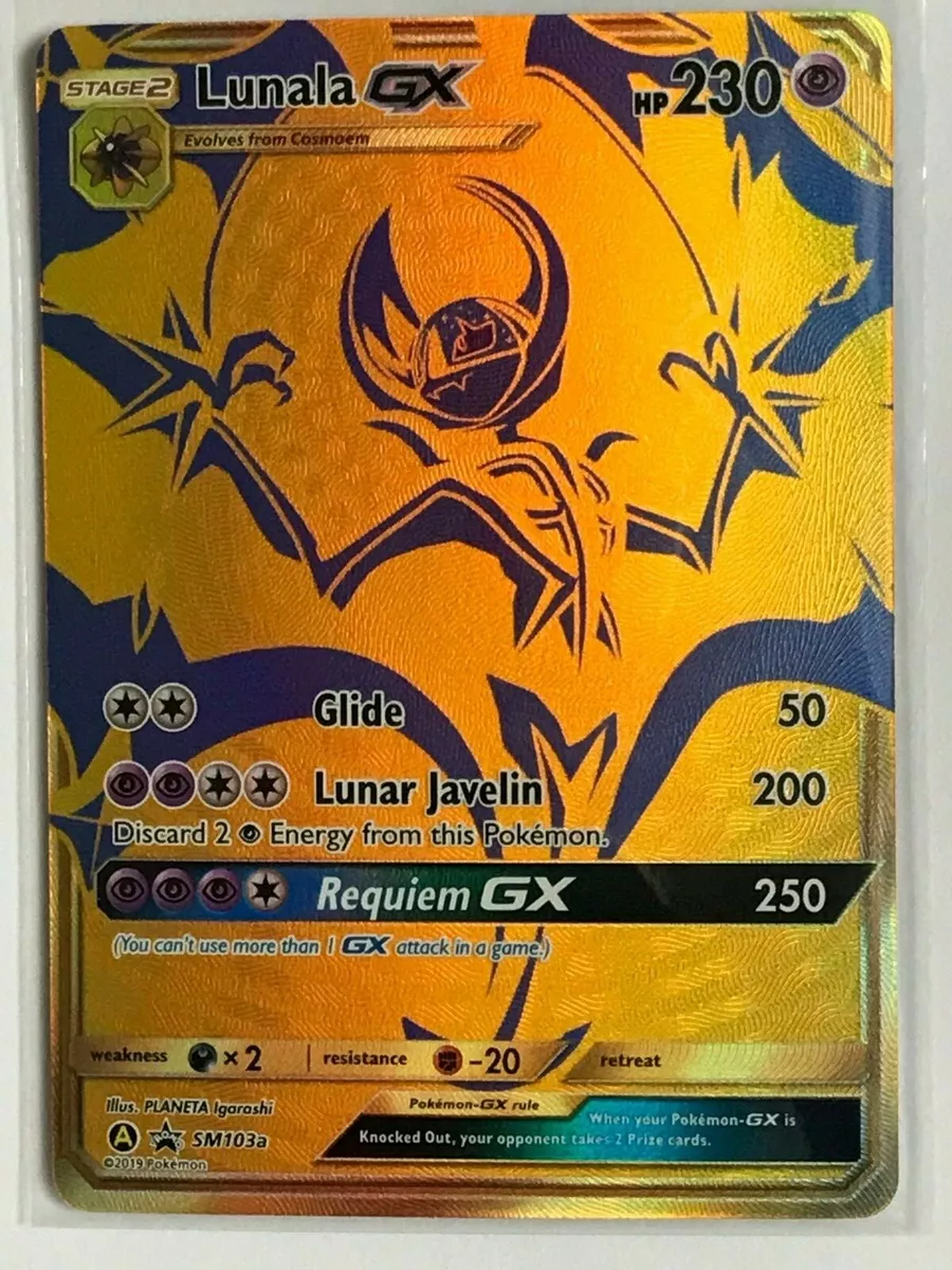 Pokemon Lunala GX SM103A Gold Full Art Promo Card SM Hidden Fates:  : Toys