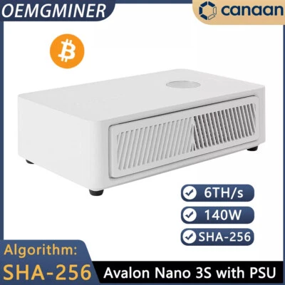 Canaan Avalon Nano 3S - 6TH/s (with PSU) Shipped In 1 Week Solo Miner US Seller