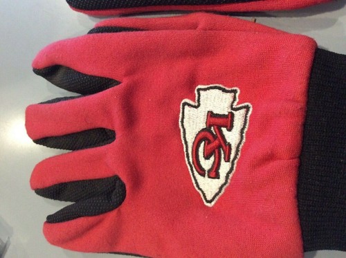 NFL Kansas City Chiefs KC Sport Utility Gloves With PVC Gripper Dots One Size