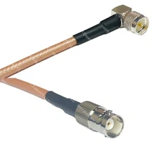 RG142 MINI UHF MALE ANGLE to BNC FEMALE RF Cable FAST-SHIP LOT