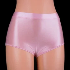 Women's Panties Shiny Satin Briefs Knickers Opaque Gym Middle Waist Shorts