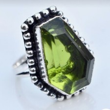 Natural peridot 925 Sterling Silver Ring Handmade Gift For Her A-288