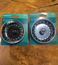 TWO KITCHEN SINK STRAINERS w/STOPPERS & POSTS PEERLESS PRL041 3 1/2" Drain