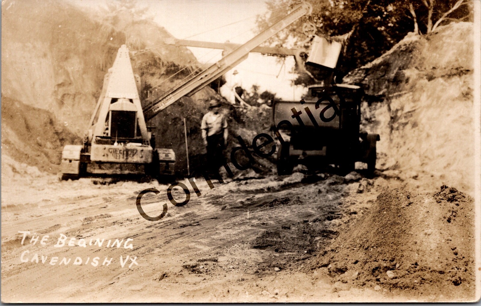 Real Photo Steam Shovel w/ Early Dump Truck At Cavendish Vermont VT