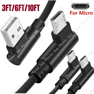 Right Angle Micro USB Cable 90 Degree Fast Charging Cord For Samsung LG Android