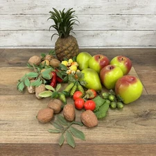 vintage MCM fake faux fruits and veggies nuts pineapple peppers apples pears pea