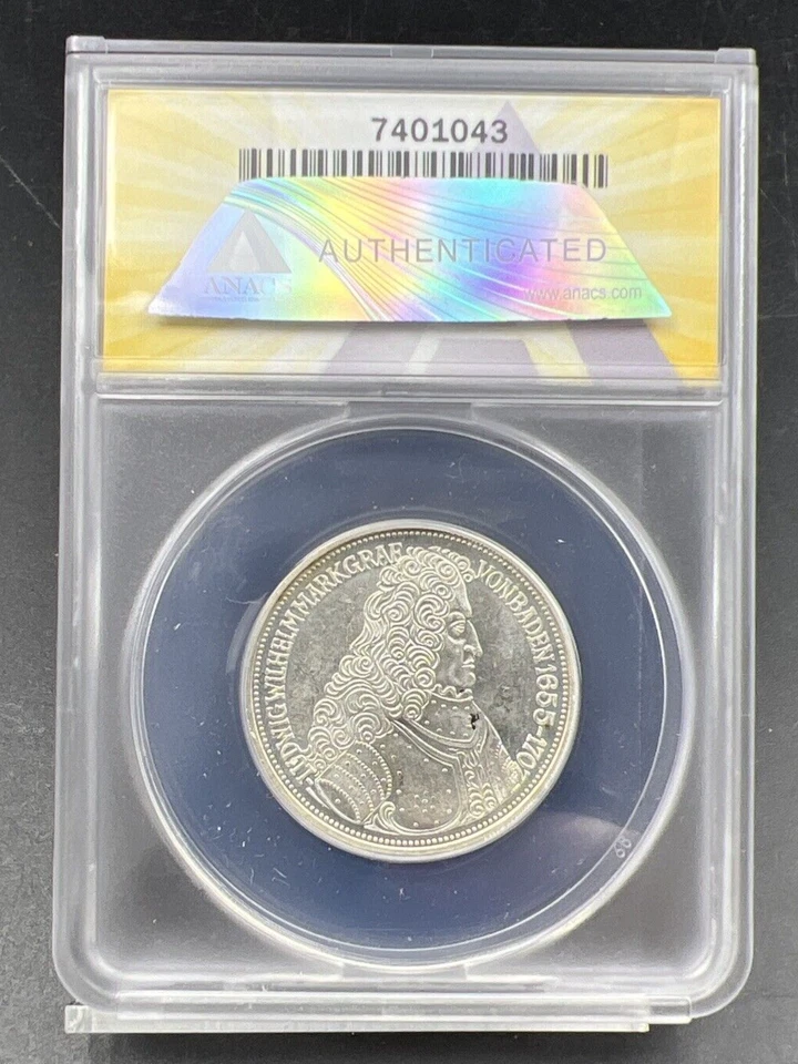 1955 G 5M West Germany Baden 5 Five Marks Silver Coin ANACS MS62 #043 - Image 2 of 4