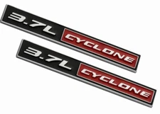 2pcs 3.7 Cyclone Emblems 3D Trim Fender Hook Trunk Badge Decals Chrome Red