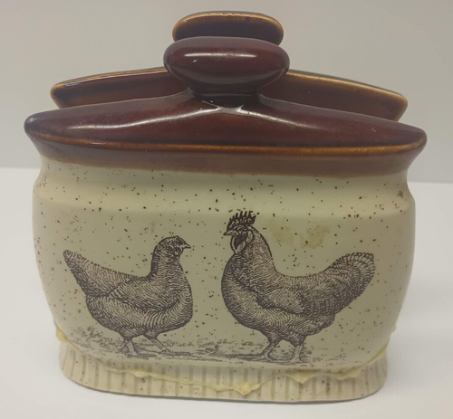 1979 Vintage Enesco Country Road Napkin Holder Rooster & Chicken Made in Japan - 第 1/12 張圖片